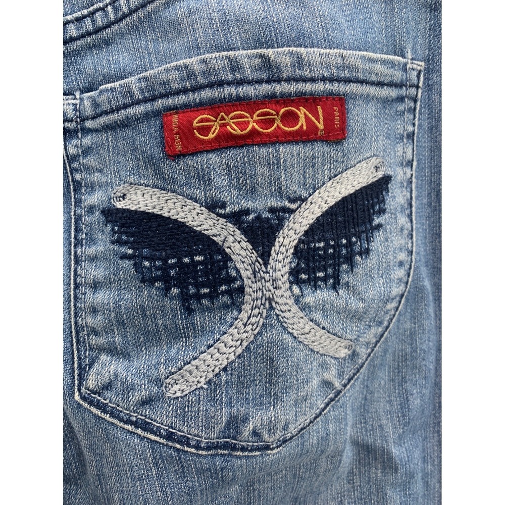 Sasson Vintage Bootcut Boogie Jeans 16 Celebration Wash Blue Denim Embroidered